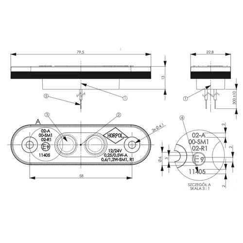 Side marker lights (LED) - Amber