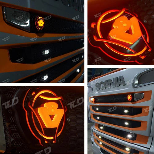 3D LED Grillplakette (8cm) - Muster "V8"