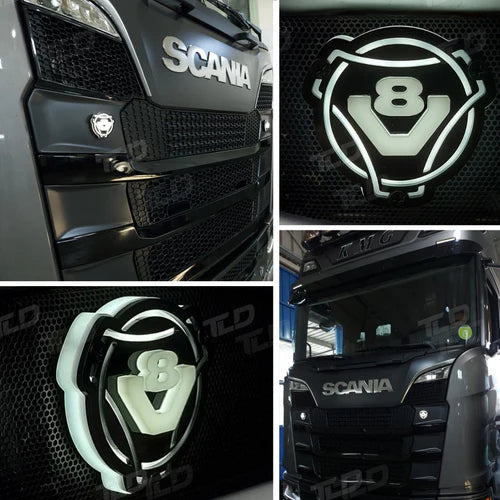 3D LED Grillplakette (8cm) - Muster "V8"