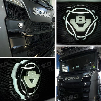 3D LED Grillplakette (8cm) - Muster "V8"