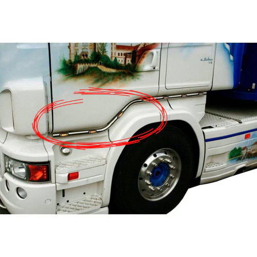 Stainless steel under-door rails + extension - Suitable for Scania R1/R2
