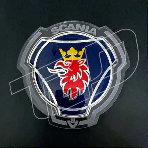 Transparentes LED Badge mit Gravur - Passend für Scania