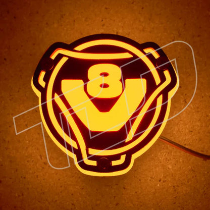 3D LED Grillplakette (8cm) - Muster "V8"