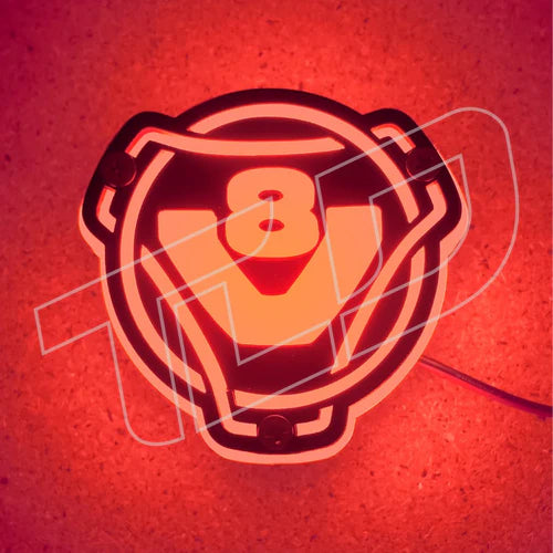 3D LED Grillplakette (8cm) - Muster "V8"
